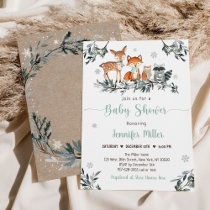 Winter Woodland Greenery Baby Shower Invitation