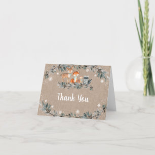 Winter Woodland Greenery Baby Shower Thank You Card