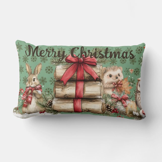 Winter woodland lumbar pillow (Front)