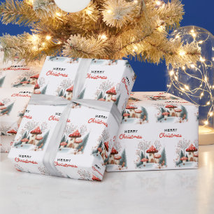 Winter Woodland Mushrooms Merry Christmas Wrapping Paper
