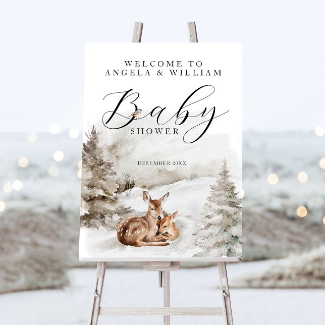 Winter Woodland Oh Deer Theme Baby Boy Shower Foam Board (Creator Uploaded)