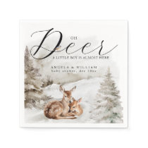 Winter Woodland Oh Deer Theme Baby Boy Shower Napkins