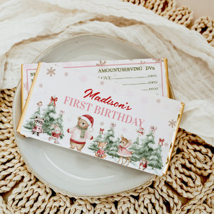 Winter Woodland Onederland Forest Girl Birthday Hershey Bar Favors