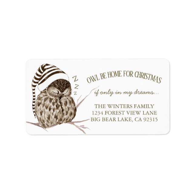 Winter Woodland Owl Christmas Return Address Label (Front)