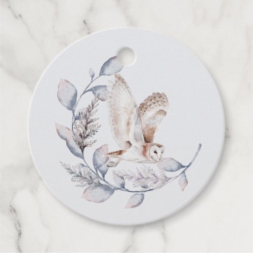 Winter Woodland Owl Modern Script Baby Shower Favor Tags