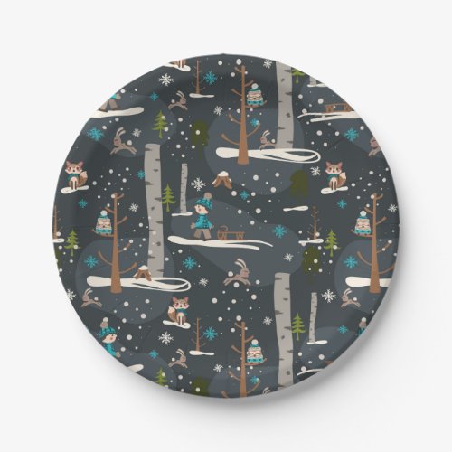 Winter Woodland Paper Plates