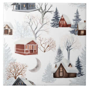 Winter Woodland Pattern Ceramic Tile