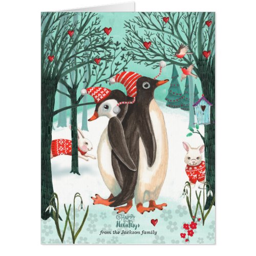 Winter Woodland Penguins  Big Greetings Cards