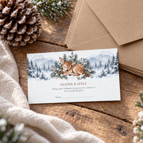 Winter Woodland Pine Fawn Diaper Raffle Ticket Enclosure Card