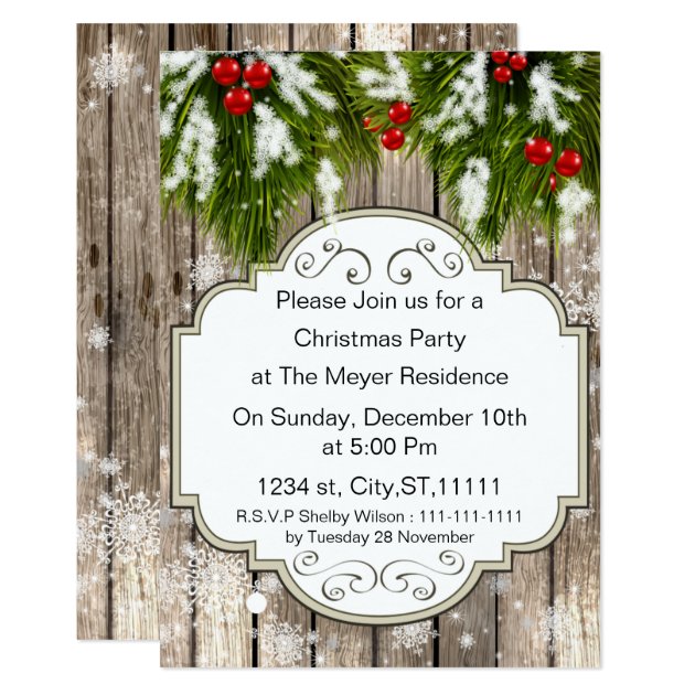 Winter Woodland Pine Holiday Party Invitation