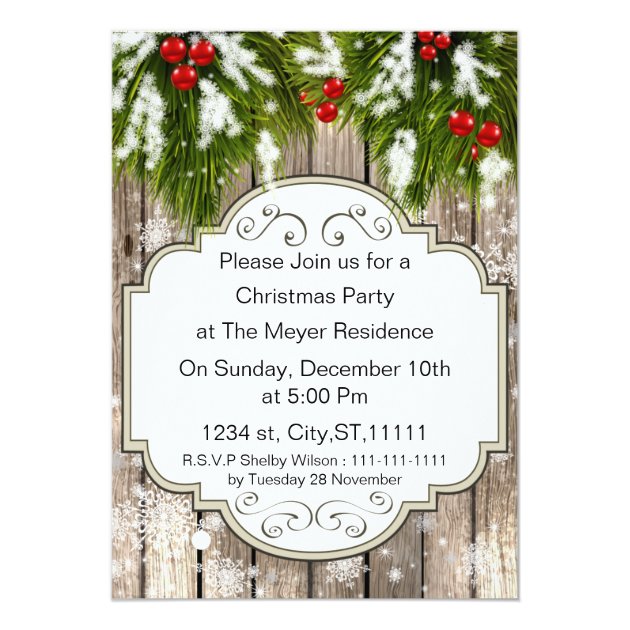 Winter Woodland Pine Holiday Party Invitation