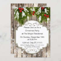 winter woodland pine Holiday party Invitation