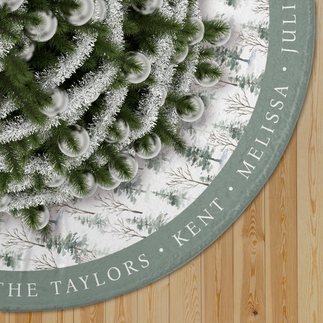 Winter Woodland Pine Tree Pattern Personalized Brushed Polyester Tree Skirt (Creator Uploaded)