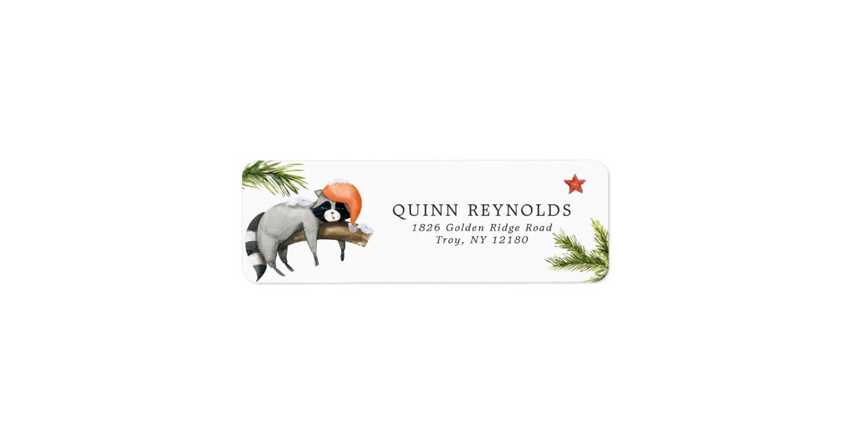 Winter Woodland Raccoons | Return Address Label | Zazzle