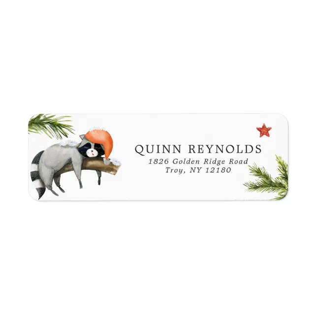 Winter Woodland Raccoons | Return Address Label | Zazzle