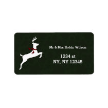 Winter Woodland Reindeer Red Holiday labels