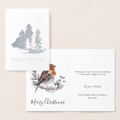 Winter Woodland Robin Christmas Foil Card