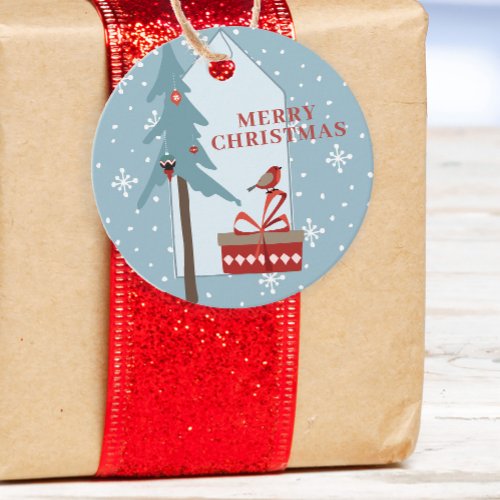 Winter woodland rustic tree Merry Christmas Favor Tags