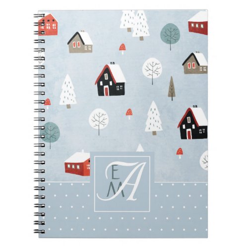 Winter Woodland Scandinavian Monogrammed Decor Notebook