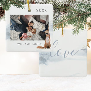 Winter Woodland Scene Fox Photo Ceramic Ornament