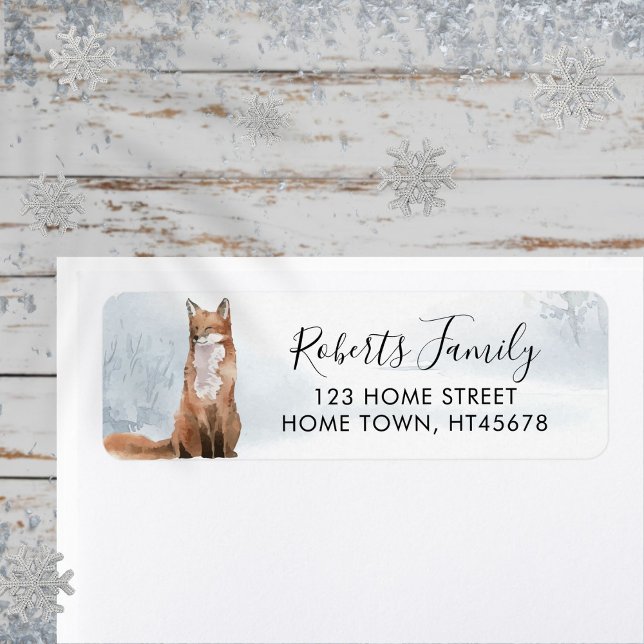 Winter Woodland Scene Fox Return Address Label (Winter Woodland Scene Fox Return Address Label)
