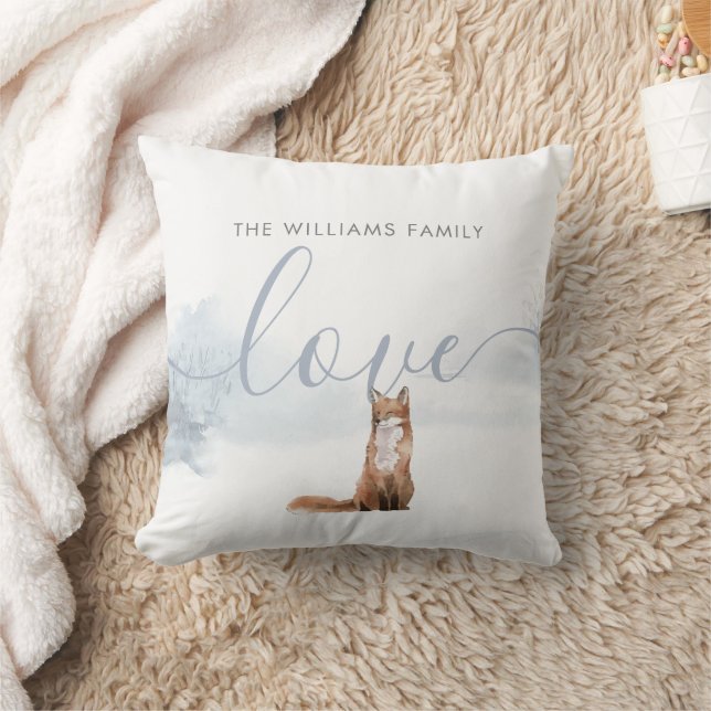 Winter Woodland Scene Fox Throw Pillow (Blanket)