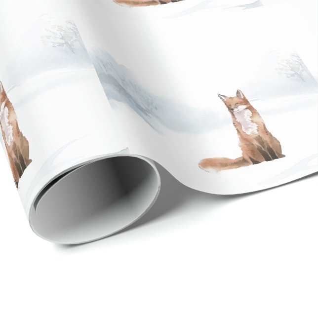 Winter Woodland Scene Fox Wrapping Paper (Roll Corner)