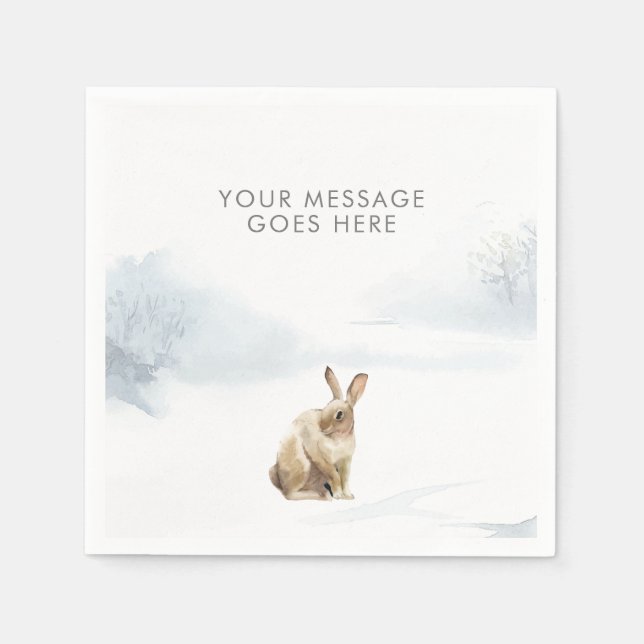 Winter Woodland Scene Hare Napkins (Front)