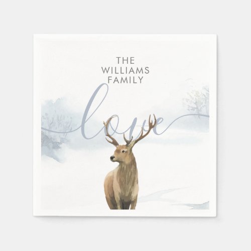 Winter Woodland Scene Stag Napkins