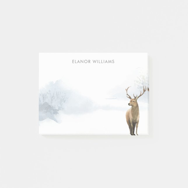 Winter Woodland Scene Stag Post-it Notes (Front)