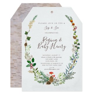 Winter Woodland Sip & See invitation
