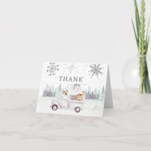 Winter Woodland Snowflake Baby Shower Thank You