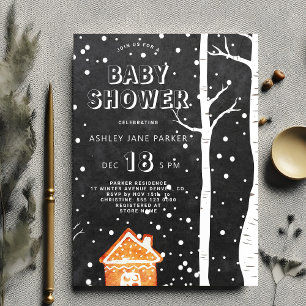 Winter woodland snowflakes baby shower invitation
