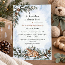 Winter Woodland Snowy Pine Fawn Baby Shower
