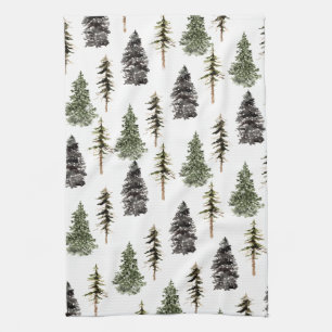 Winter Woodland Snowy Spruce Trees Kitchen Towel