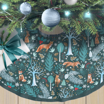Winter Woodland Teal/gold Id785 Brushed Polyester Tree Skirt by arrayforhome at Zazzle