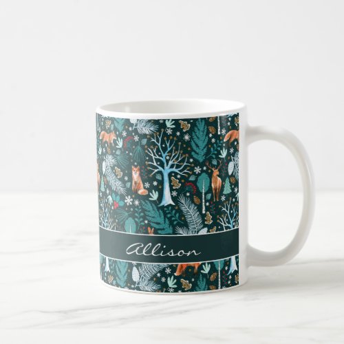 Winter Woodland TealGold ID785 Coffee Mug