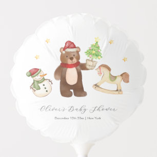 Winter Woodland Teddy Bear Snowman Baby Shower Balloon
