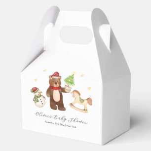 Winter Woodland Teddy Bear Snowman Baby Shower Favor Boxes