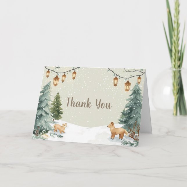 Winter Woodland Thank You Card – Snowy Trees (Front)
