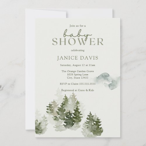 Winter Woodland Theme Baby Shower Invitation Card