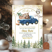 Winter Woodland Truck Animal Forest Baby Shower Invitation