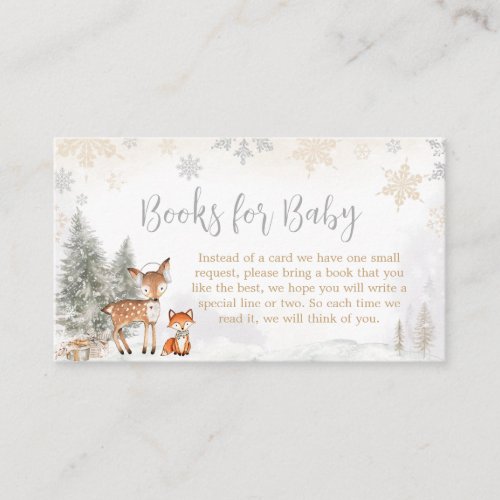 Winter Woodland Truck Baby Shower Books for Baby Enclosure Card
