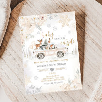 Winter Woodland Truck Baby Shower Invitation