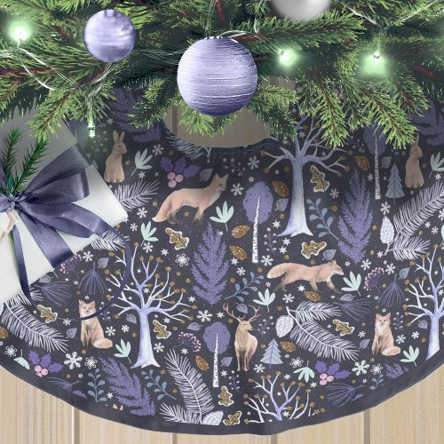 Winter Woodland VioletGold ID785 Brushed Polyester Tree Skirt