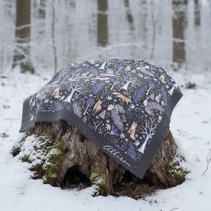 Winter Woodland Violet/Gold ID785 Fleece Blanket