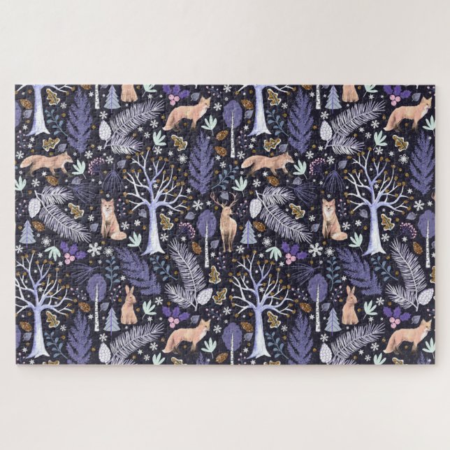 Winter Woodland Violet/Gold ID785 Jigsaw Puzzle (Horizontal)