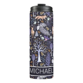 Winter Woodland Violet/gold Id785 Thermal Tumbler by arrayforhome at Zazzle