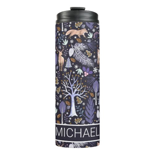 Winter Woodland VioletGold ID785 Thermal Tumbler