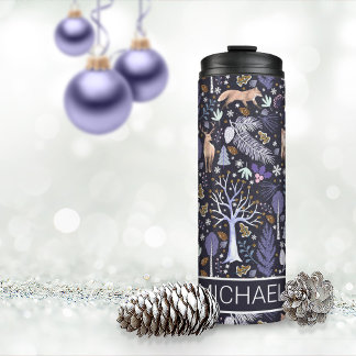 Winter Woodland Violet/Gold ID785 Thermal Tumbler